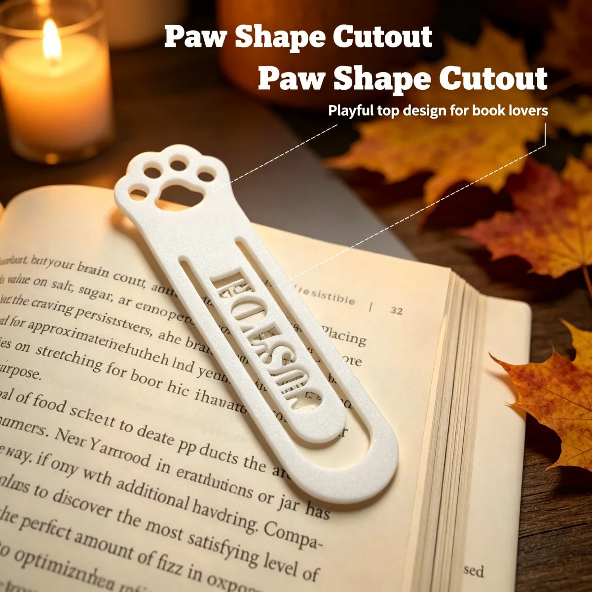 3D Printed Custom Name Bookmark, Cat Paw Shape Personalized Text Book Mark,Reading Page Marker, Unique Gift For Book Lovers Kids