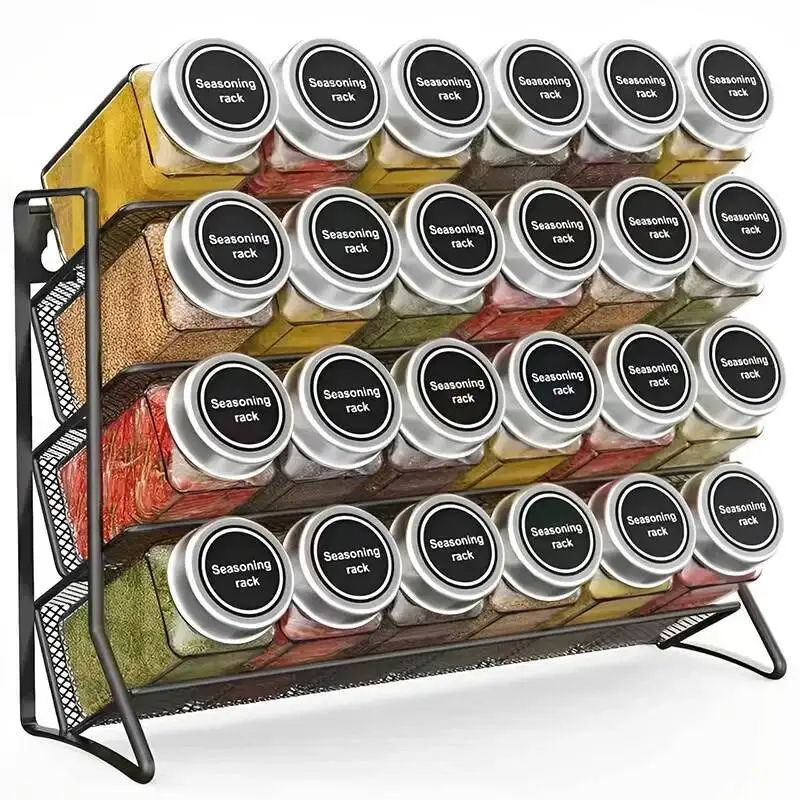 

4 Tier Rack Carbon Steel Wall Without Spice Jars For Cabinet Kitchen Pantry Organizer Shelf