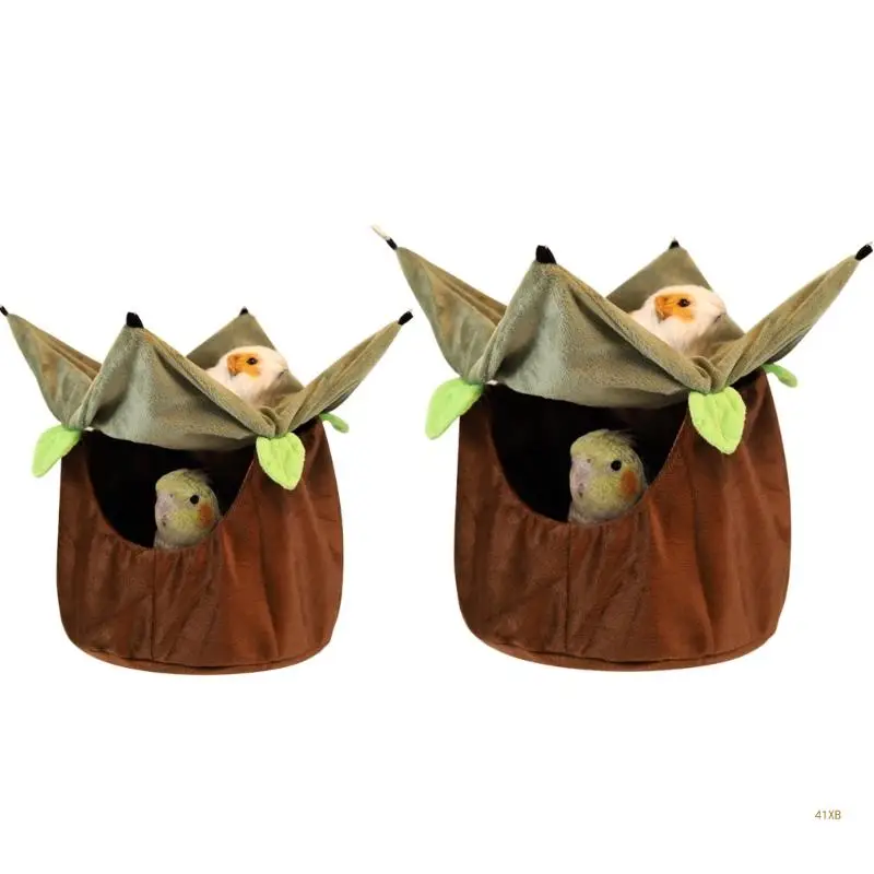 

41XB Bird Nest Birdcage Hanging Hammock Parrot Sleeping Bed Windproof Bird Double Layer Tent for Parakeet Cockatoo