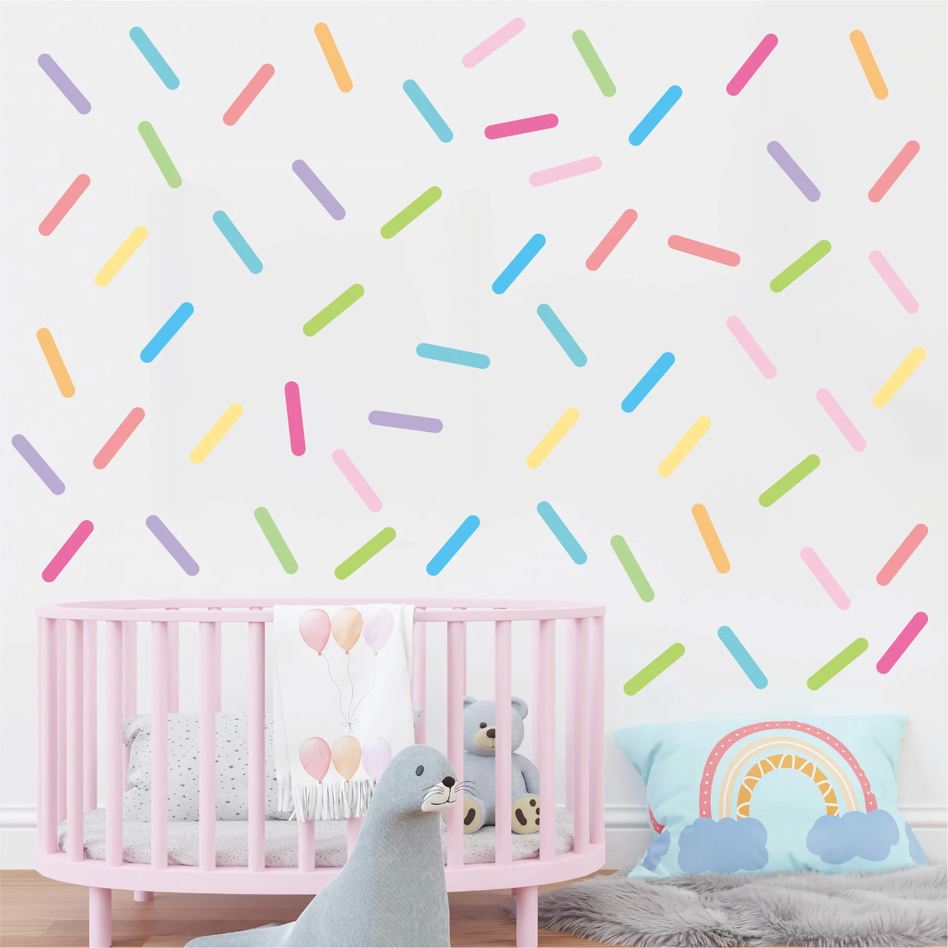 Colorful Confetti Splatter Wall Stickers Self-Adhesive Removable Strip Decals for Kids Bedroom Nursery Kindergarten Home Decor