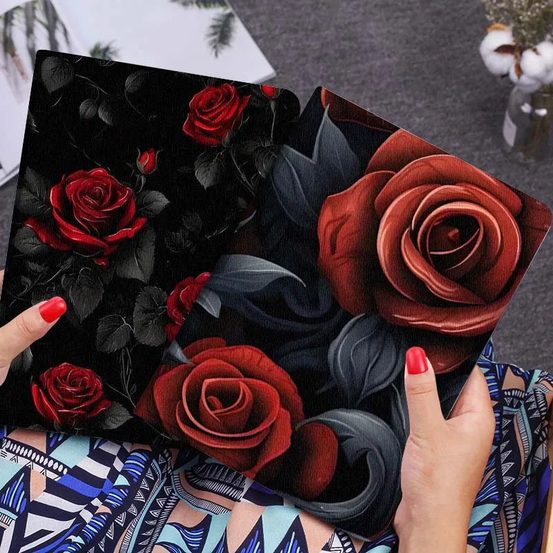 

Red Rose Dark Leaf Gift Tablet Case For Lenovo Xiaoxin Legion Pad Tab Pro GT Y700 Gen4 2 11 P11 M10 K10 3rd Plus Gen