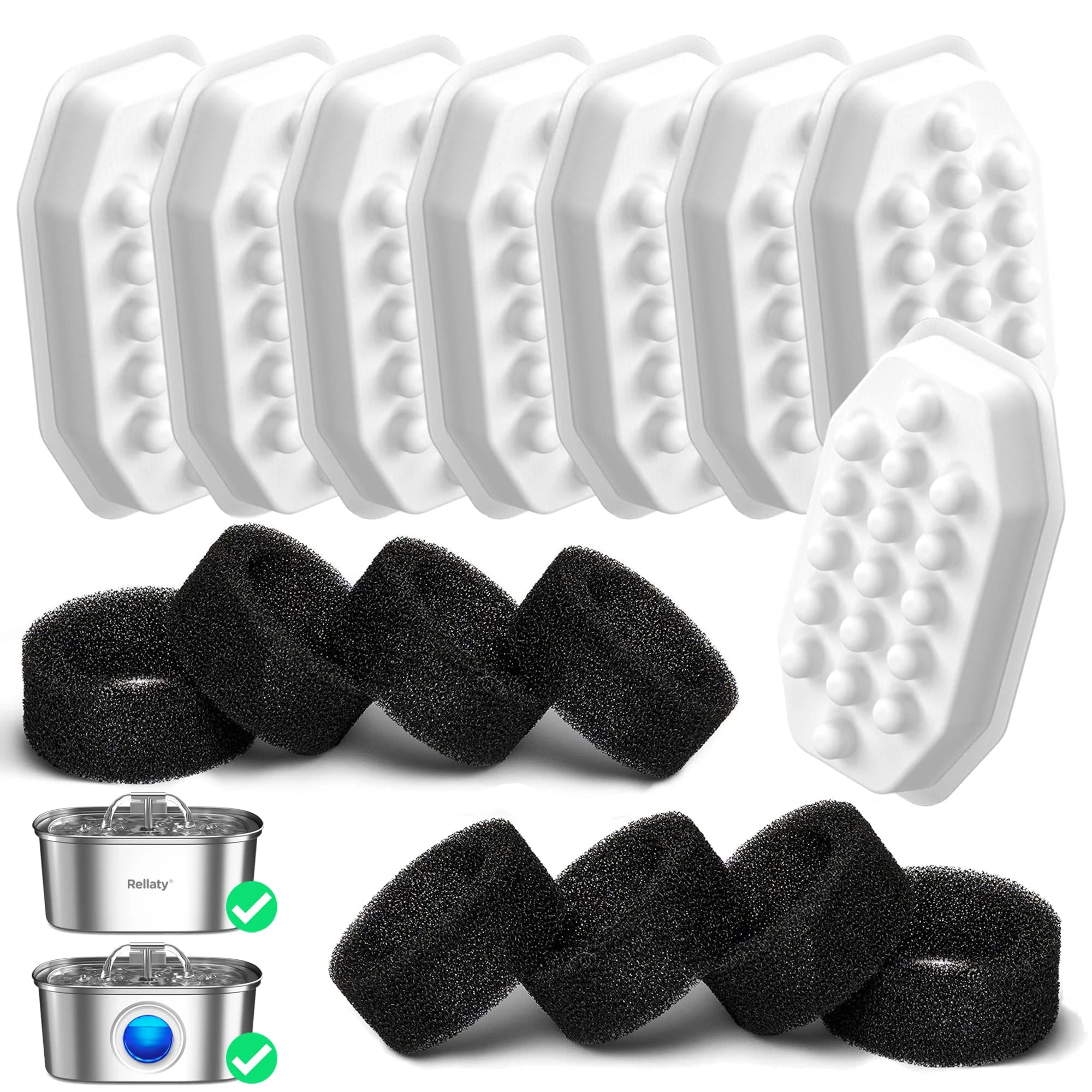 8/12PCS Cat Water Fountain Filters Replacement Pre-Filter Sponges for 3.2L/108oz Automatic Pet Fountain Keeps Water Fresh Clean