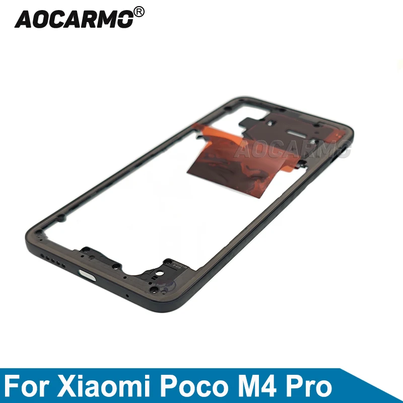 Aocarmo For Xiaomi Poco M4 Pro 4G/5G M4Pro Middle Frame With side keys Replacement Parts