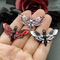 5pcs 44*26mm Zinc Alloy Women Death Moth Party Fashion Jewelry Charm Gifts Moon Pendant Charms for Women Man DIY Accessories