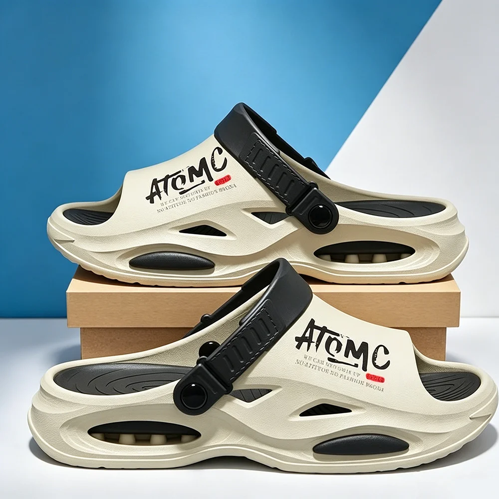 2026 Men Summer Slippers Thick Bottom Open Toe Beach Slippers Bathroom Anti Slip Slipper EVA Lightweight Durable Outdoor Sandals