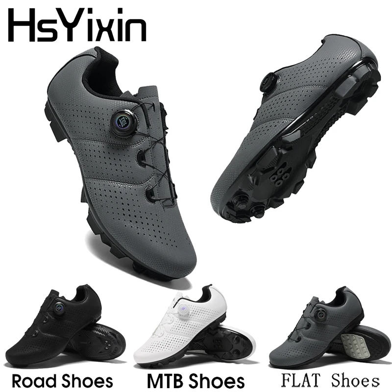 

Велотуфли HsYixin для MTB и шоссейных велосипедов, мужские гоночные самоблокирующиеся скоростные кроссовки, женские нескользящие плоские велотуфли для езды