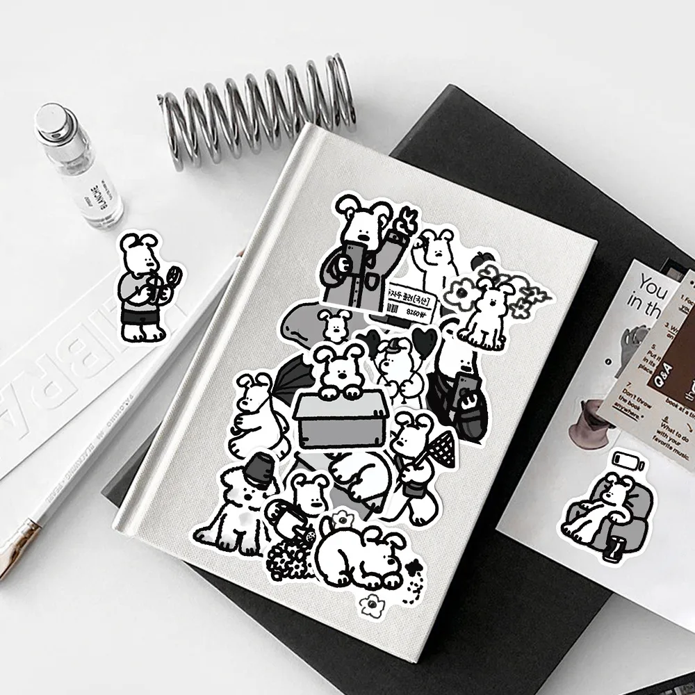 62Pcs Black And White Stick Figure Style Dog Stickers Graffiti Funny Kids DIY Decals Gift Toy for Wall Notebook Phone Bike