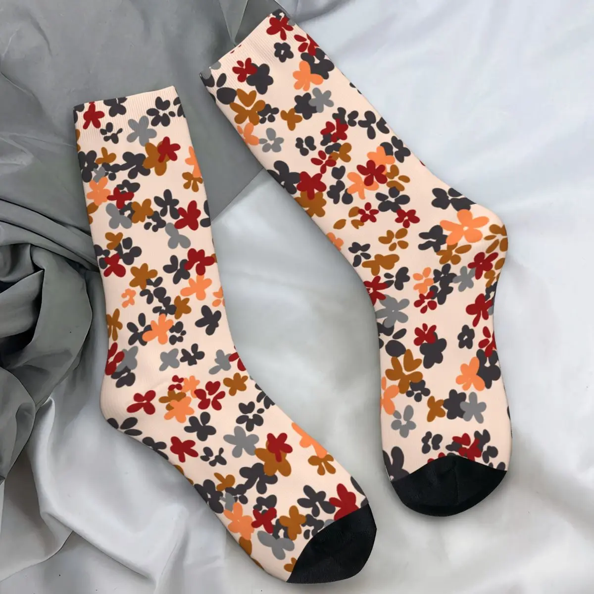 Ditsy Flower Stockings Simple Floral Texture Cartoon Design Funny Socks Anti-Slip Socks Women Men Running Sports Soft Socks