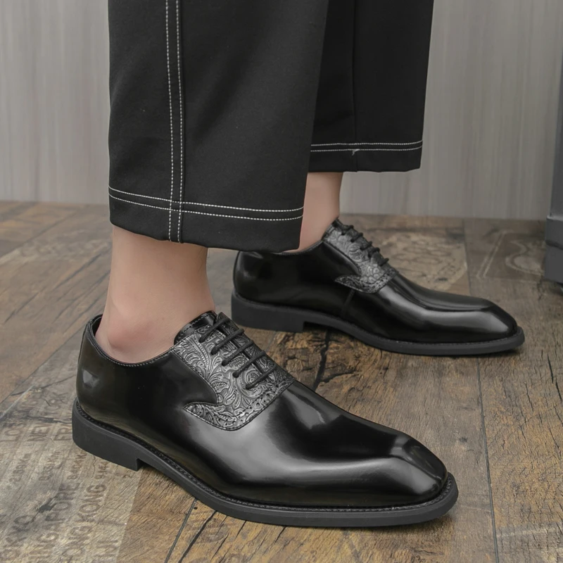 

Men Oxford Shoes PU Solid Color Low Heel Simple Fashion Classic Business Casual Shoes