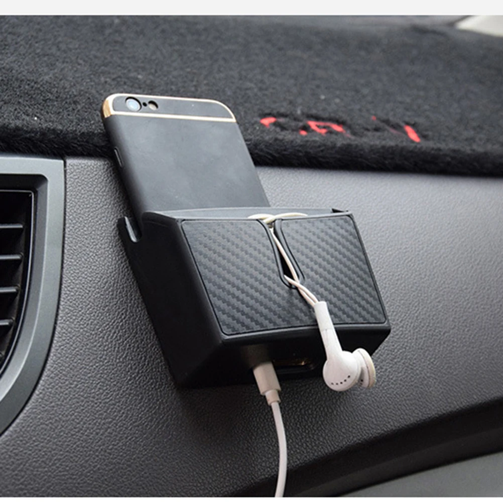 

Phone Storage Box Self Adhesive Organizer Case Container Holder Practical Easy Install Suitable Cars Clean Tidy Car Interior