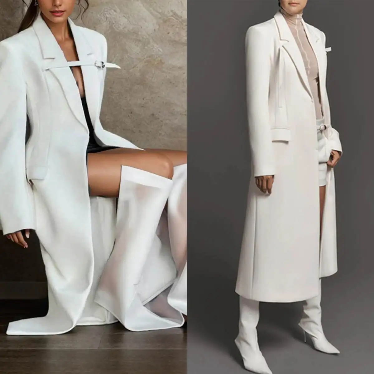 Mode Frauen lange Blazer Kleid maßge schneiderte Satin Jacke Geburtstags feier Bankett Mädchen tragen Hochzeit Outfits ein Stück