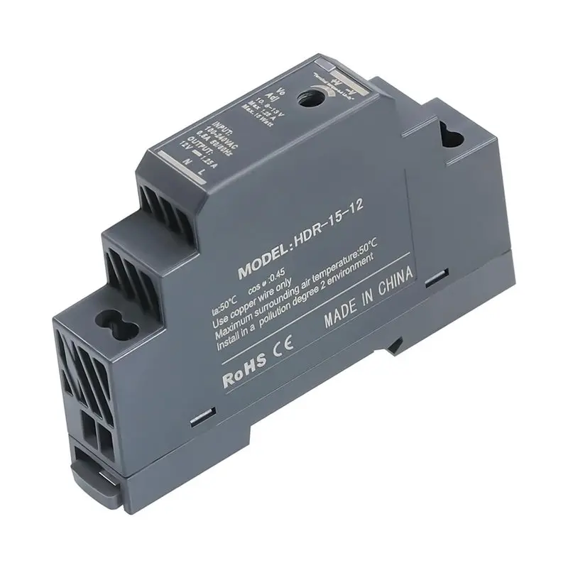 AC62-20X DIN Rail Power Supply 12V DC 1.25A 15W, Input 100-240V AC 50/60Hz DIN Rail Transformer