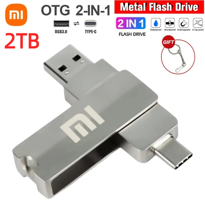 Xiaomi 2 تيرا بايت محرك فلاش USB صور 1 تيرا بايت ذاكرة عصا تخزين خارجي 256 جيجابايت محرك الإبهام نوع C القلم محرك آيفون باد اللوحي