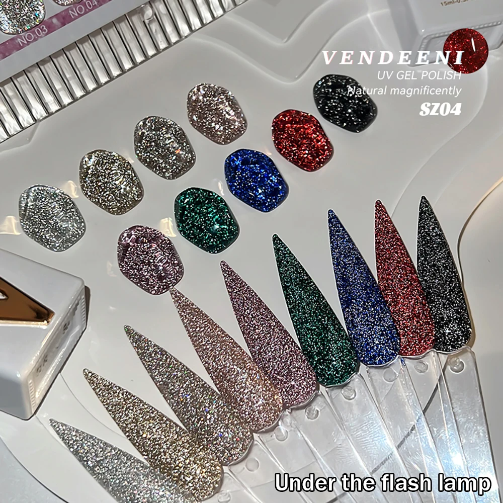 Vendeeni 9 Farben/Set Glitzer-Broken-Diamond-Gel-Nagellack TPO FREE Schwarz Gold Silber Flash UV LED Gel-Lack mit Display – Detail 11