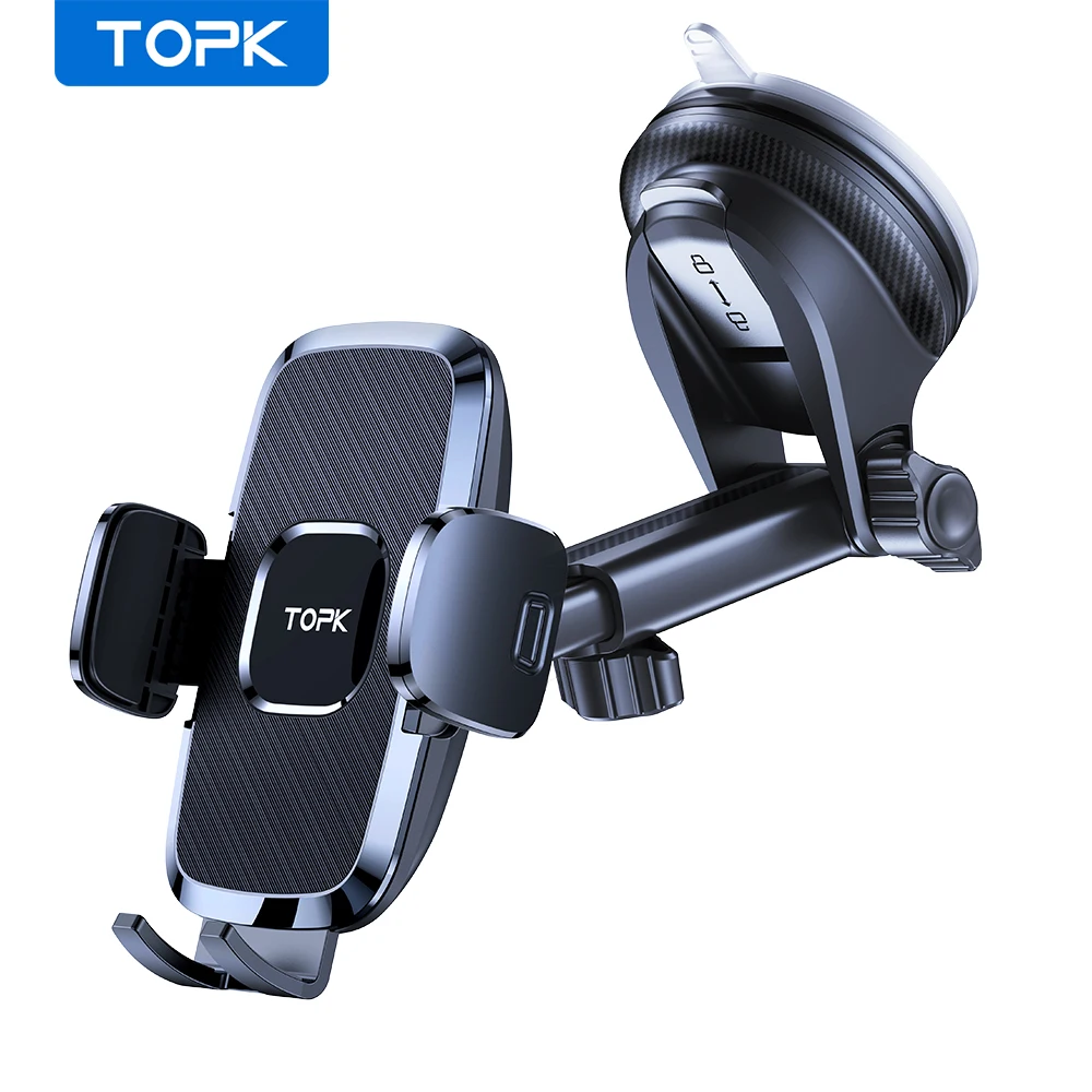 TOPK Universal-Handyhalterung für Autotelefone – Saugnapf, super stabil, 360° °   Rotations-Entriegelung mit einer Taste für Smartphones
