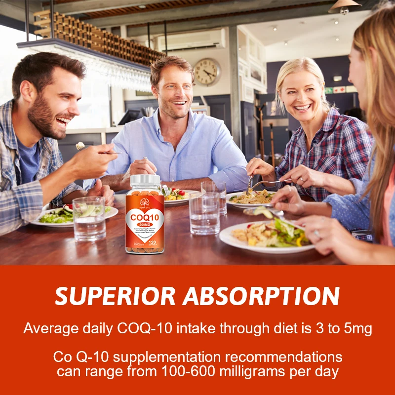 Organic Coenzyme Q10 Antioxidant Dietary Supplement Healthy Ardiovascular & Vascular Supplements for Old People Heart Health