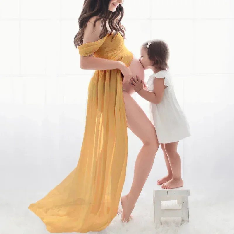 Off Shoulder Maternity Dress for Photo Shoot Baby Shower Pregnancy Dress Floor Length Long Maternity Gown Photography Dress