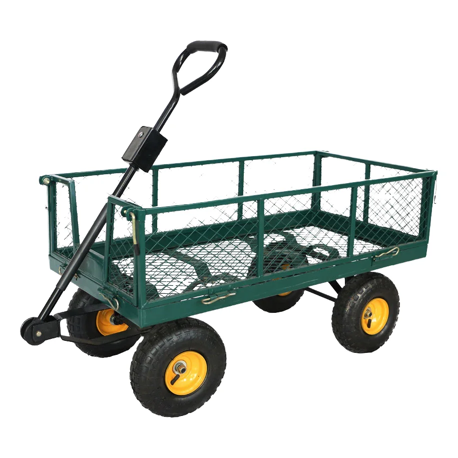 Factory Direct Customizable Stainless Steel Four-Wheel Platform Folding Garden Transport Trolley OEM For Hand Carts Mesh For
