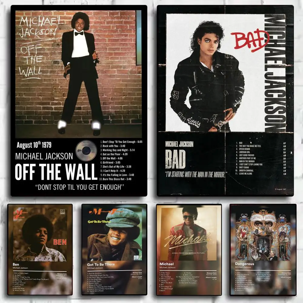 Singer Music Album M-MichaelS J-Jackson Poster Decorative Wall Art Stickers Mural Photo Print for Home Living Room Hallway Decor