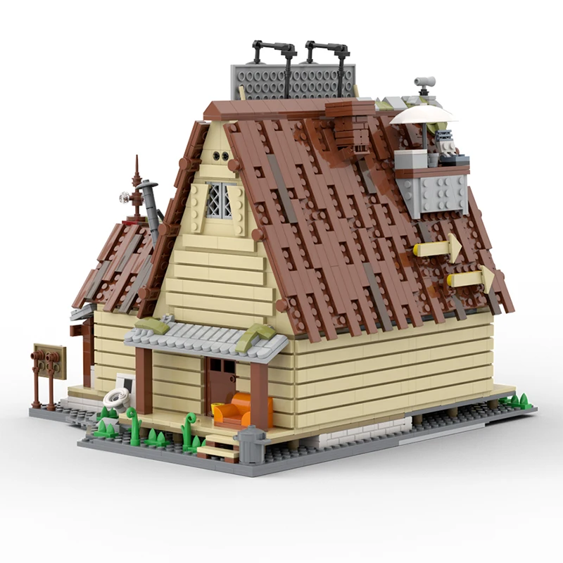 Moc House Bouwsteen Sets Zwaartekracht Valt Mysterie Hut Stenen Blokken Kits Binnenplaats Cottage Gebouw Met Meubels Speelgoed