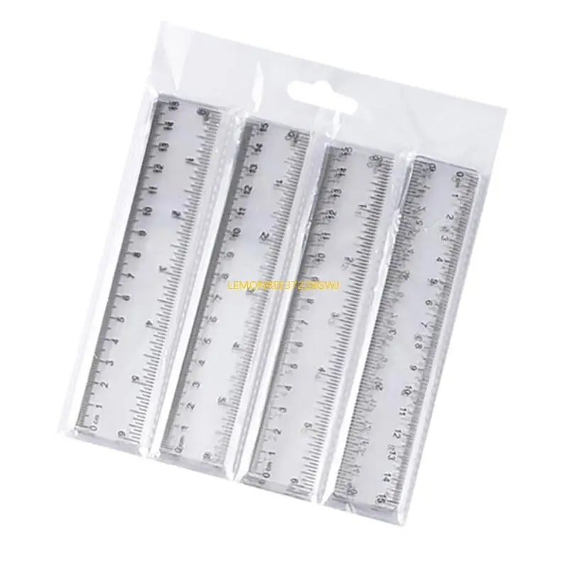C90C 4pcs Clear Ruler Plastic Shatterprensy Ruler Set Straight Ruler Geometric Ruler School School Ruler для ученика