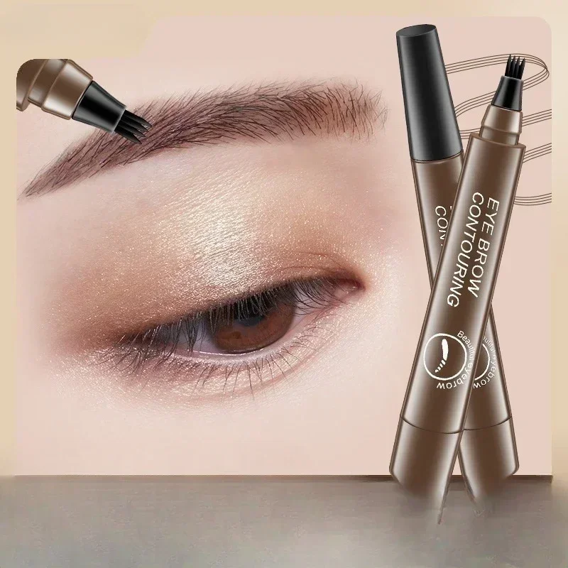 Microblading Eyebrow Tattoo Pen Waterproof 4 Fork Tip Long Lasting Professional Fine Sketch Enhance Stencil Eye Brows Pencil