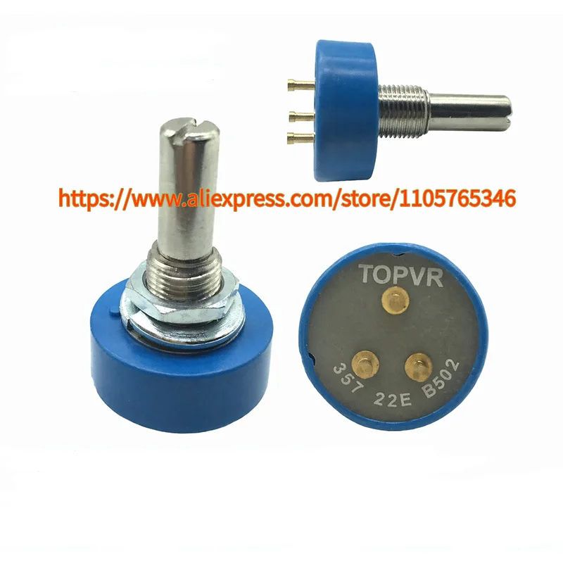 1pcs TOPVR 357 22E B102 B202 B502 B103 Conductive Plastic Potentiometer 1K 2K 5K 10K 360 Degree Rotation
