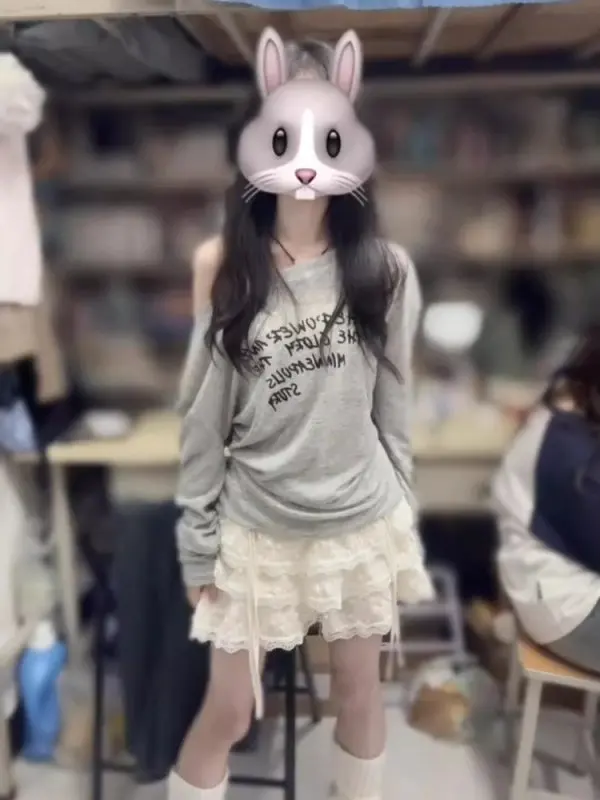 肩出しロングスリーブTシャツ レディース ゆったり ラフ サンプロテクション 薄手フィルム カバーアップ 韓国風 通勤 防風