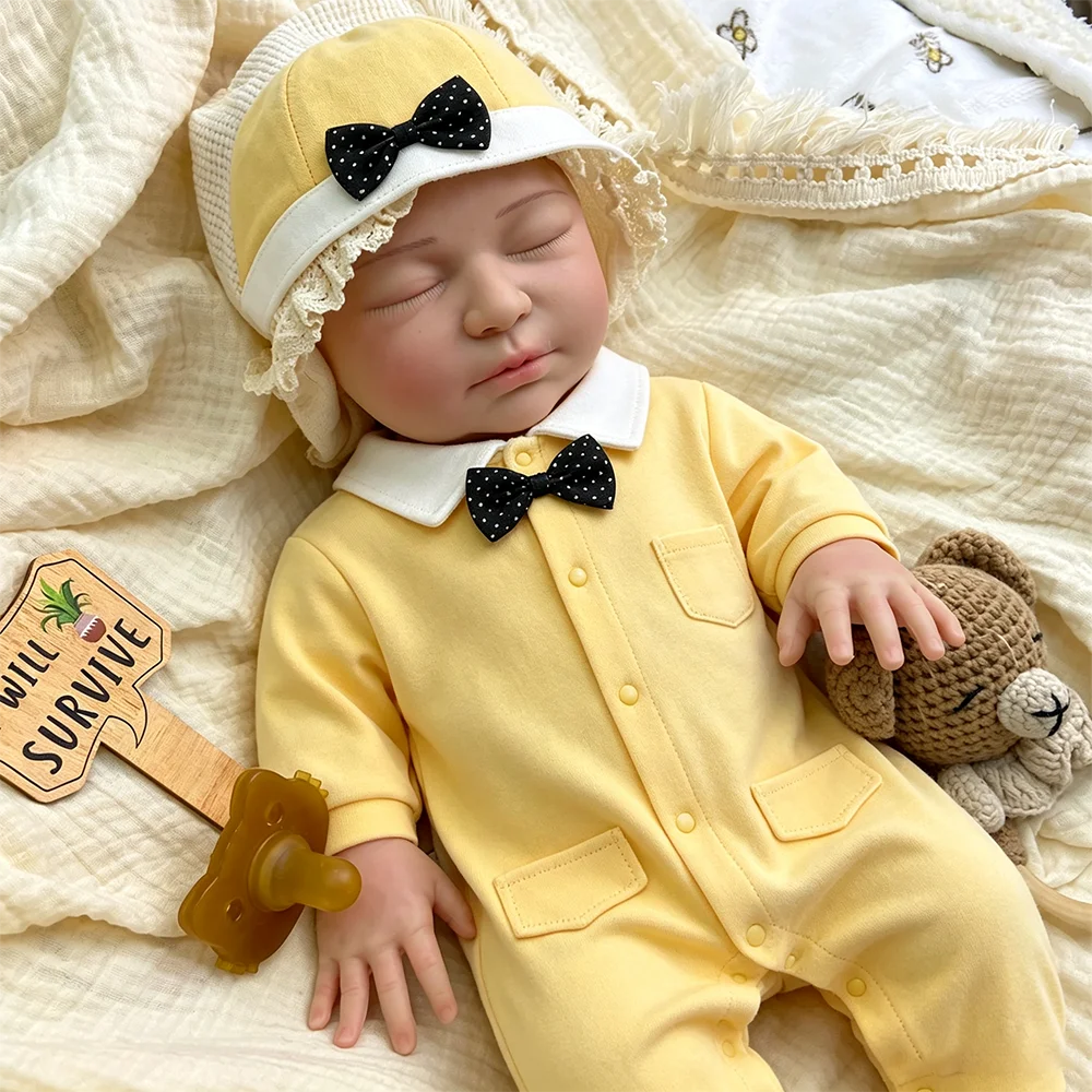 22Inch Silicone Reborn Doll Open Mouth Full Silicone Rebirth Doll Gift Silicone Newborn Handmade Realistic Newborn Can Take Paci
