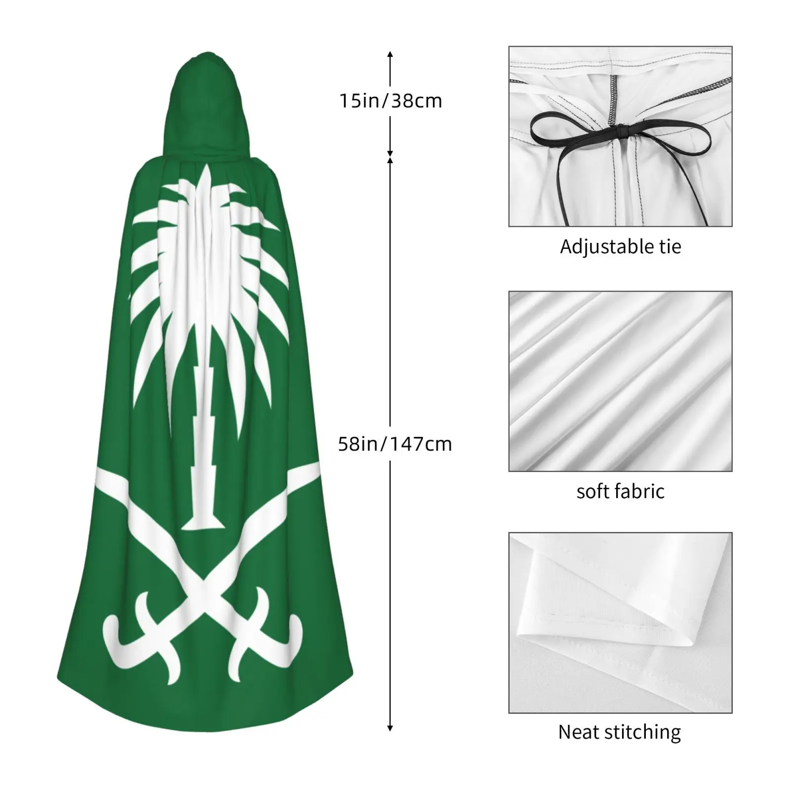 Unisex Adult  Saudi Arabian Palm Tree And Sword Cloak with Hood Long Witch Costume Cosplay