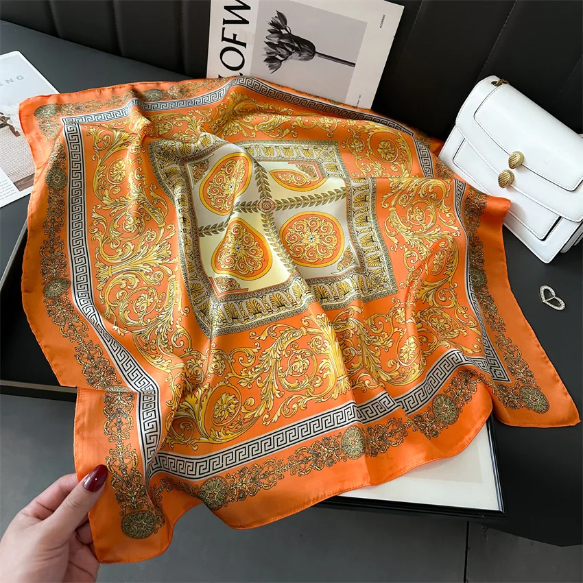 Luxury Temperament 70X70cm Square Scarf Silk Scarf Print Scarf Kerchief Popular Silk Scarves Bandanna Suit Scarf Tie Neck Bag