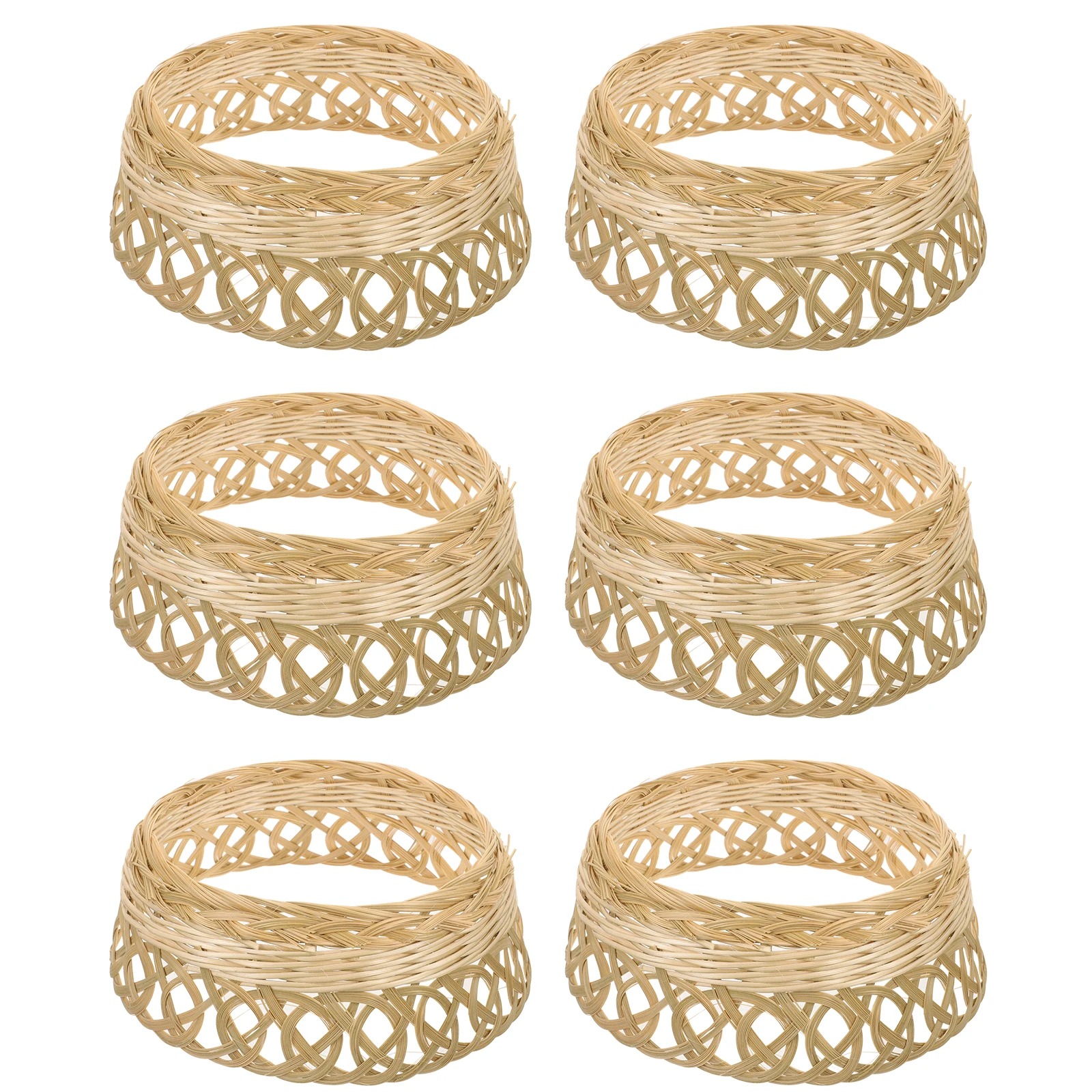 6pcs Bamboo Straw Making Accessory Black Plastic Hoop DIY Craft Support Braided Hat Shaper Insert Straw