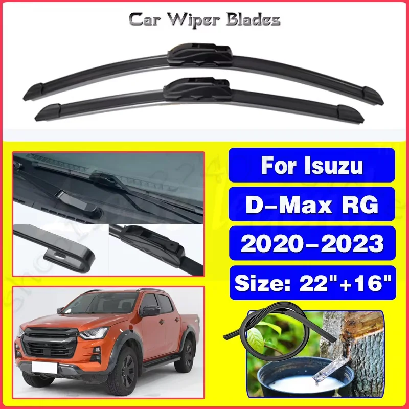 

For Isuzu D-Max RG 2020 2021 2022 2023 Windscreen Windshield Windows Brushes Washer Accessories 22"+16" Silent upgrade version