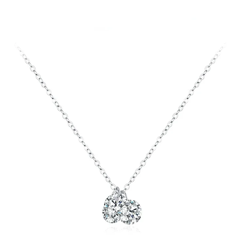 

S925 Sterling Silver Super Flash Simulated Diamond Necklace for Women with European and American Advanced Feeling and Girl's