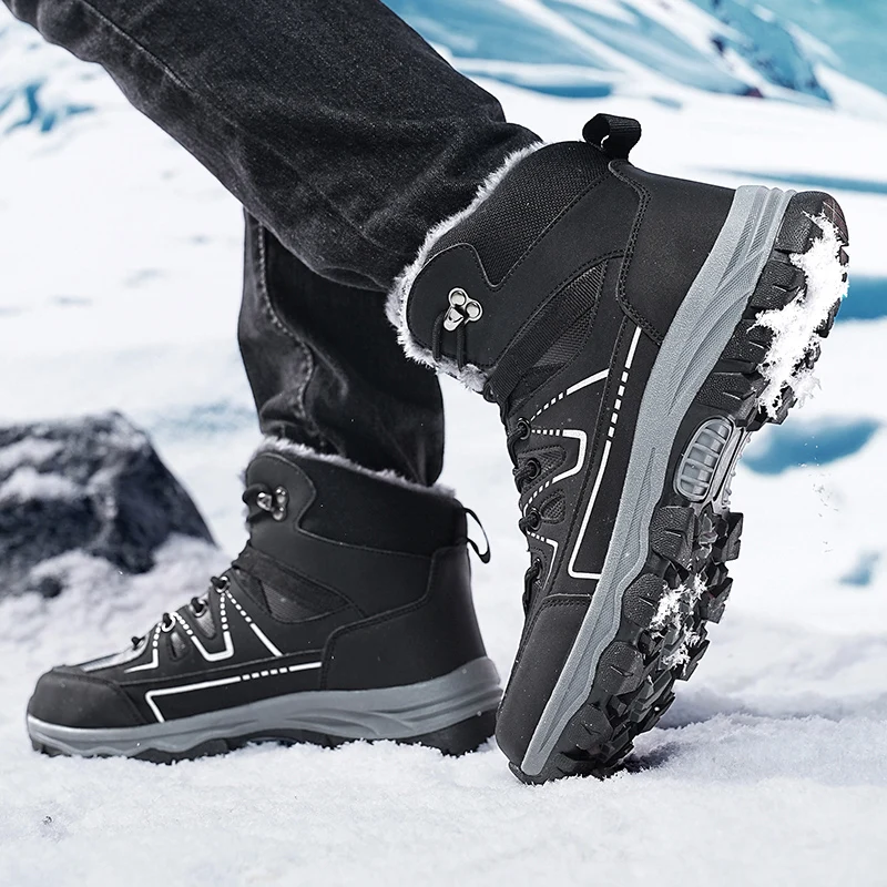 Autumn Winter Couple Outdoor Hiking Shoes High-top Thick Sole Hiking Shoe Travel Warm Cozy Leisure Sports Shoe Zapatillas Hombre