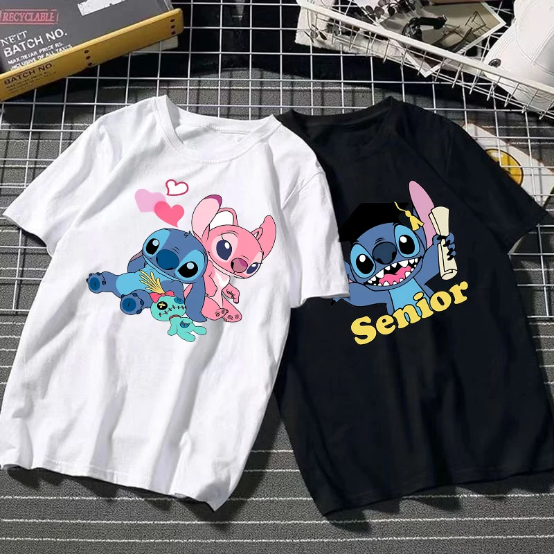 

Stitch Angela T-shirt Children's Short Sleeved Cartoon Pure Cotton Short Sleeved Shirt Boy Girls Cute Summer Short Sleeved Shirt