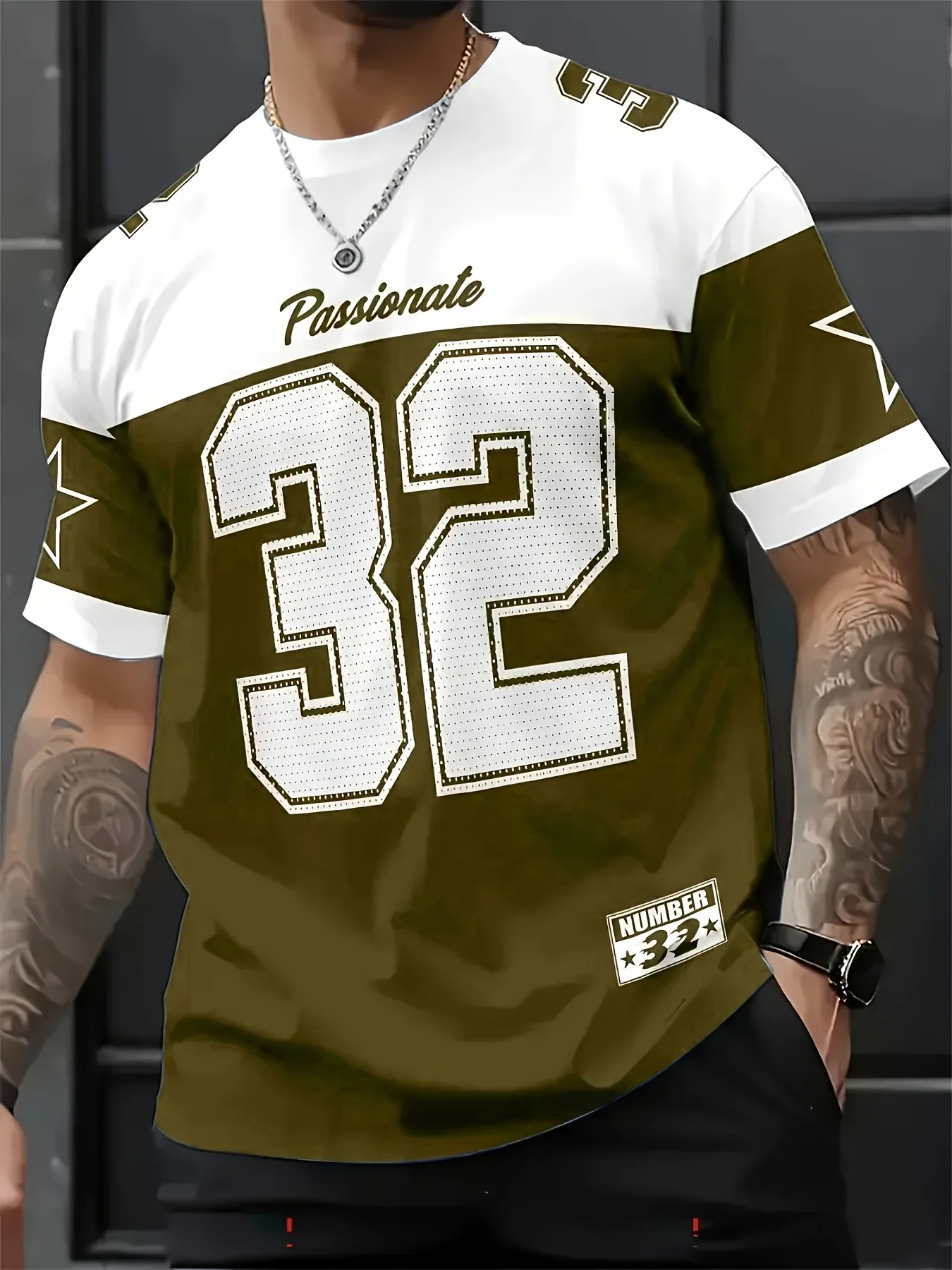 Nowość 2025 Męska koszulka z nadrukiem w stylu amerykańskim nr 32, męska koszulka sportowa z krótkim rękawem i okrągłym dekoltem, koszulka vintage do koszykówki, odzież męska