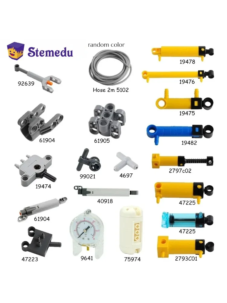 MOC – pièces pneumatiques, tuyau, pompe à Air, réservoir, tige de poussée, interrupteur Putter, cylindre, briques de puissance d'air, bloc de construction Compatible Legoeds