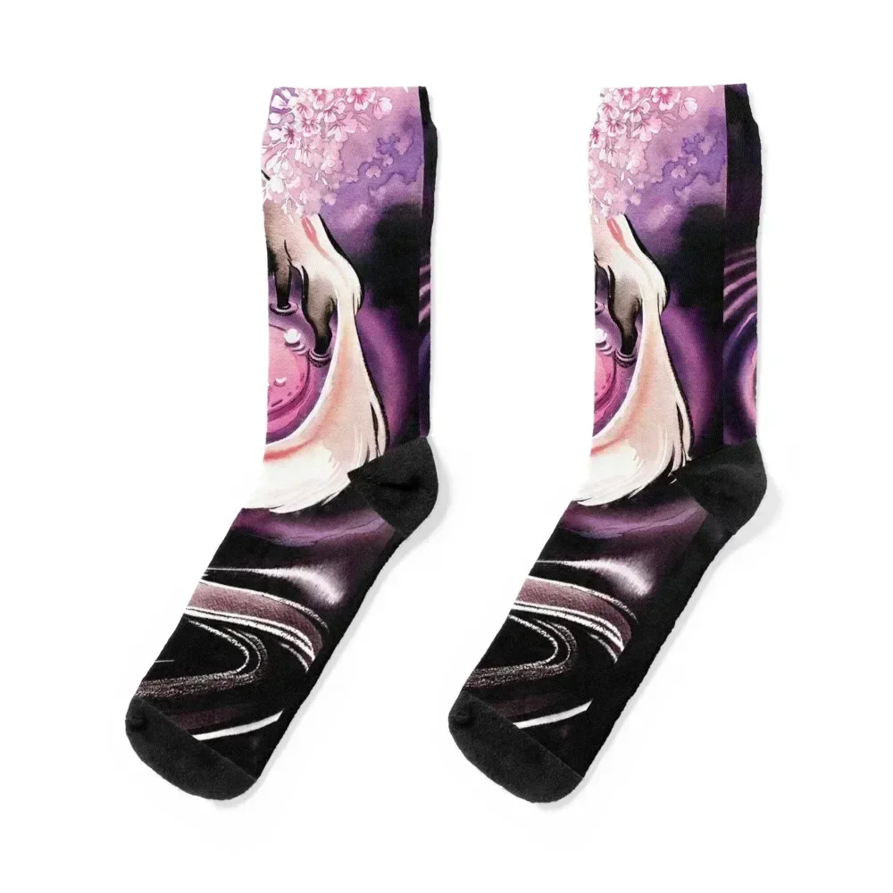 

Rose Moon Sakura Blossom Fox Socks Rugby Hiking boots warm winter sports stockings Male Socks Women's