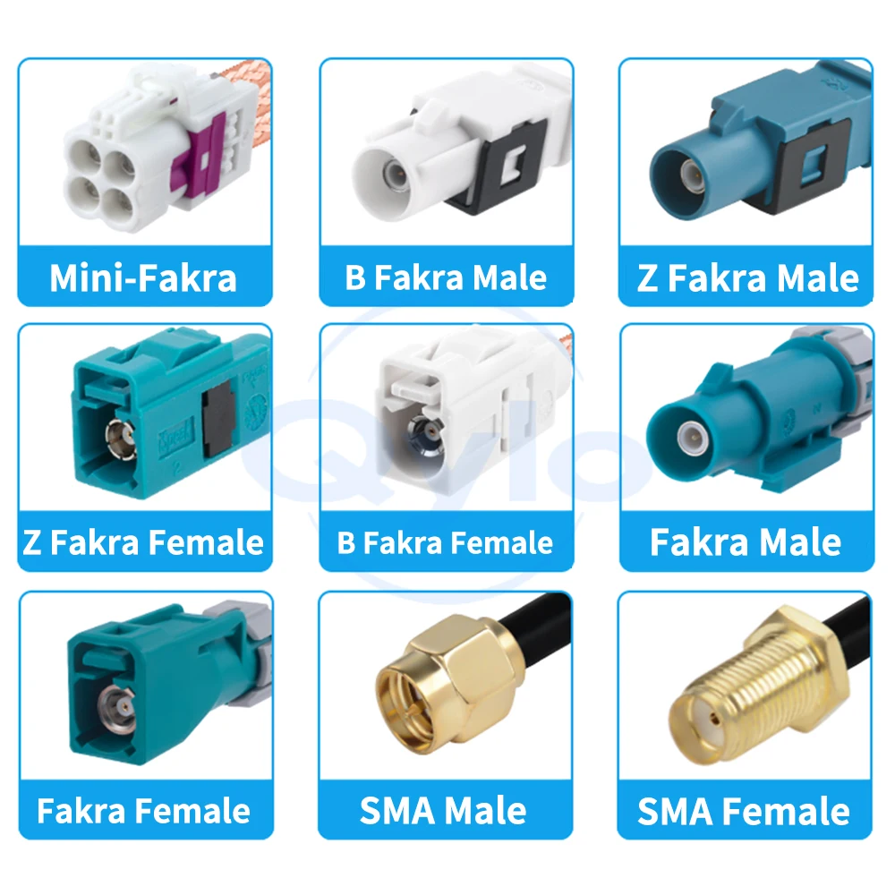 (1 pcs) Rosen Mini FAKRA 4 in 1 Type B White to SMA / FAKRA RG316D Brown Silver - Plated Cable FAKRA to SMA Cable