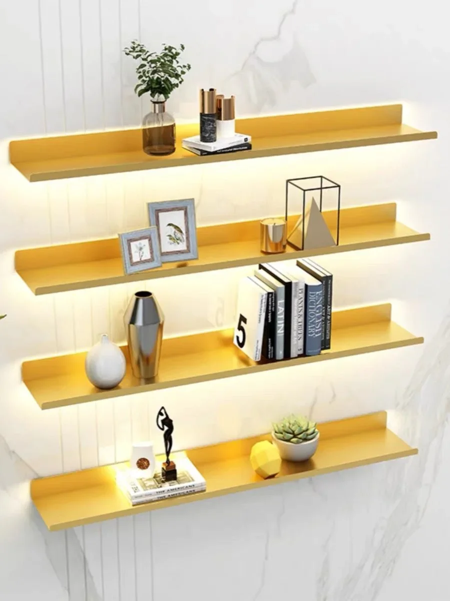 

Luminous laminate LED shelf storage Wall-mounted wall display L-shaped shelf Bookshelf with light