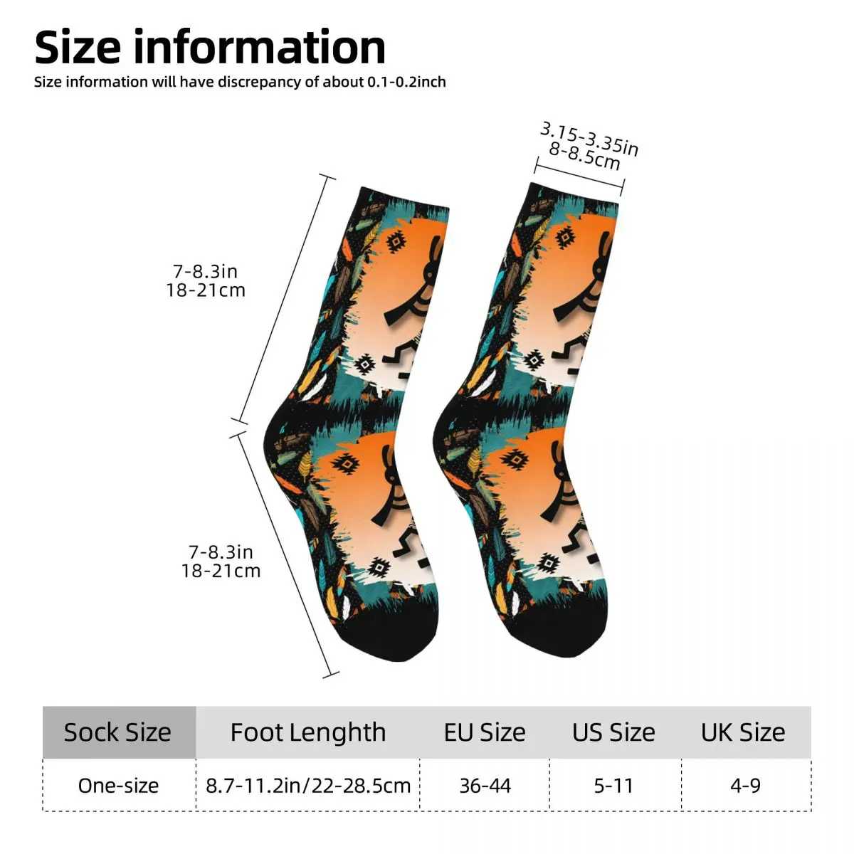 Kokopelli Tribal Symbol Pattern In Turquoise And Oranges Kawaii Socks Sports Cartoon Pattern Socks