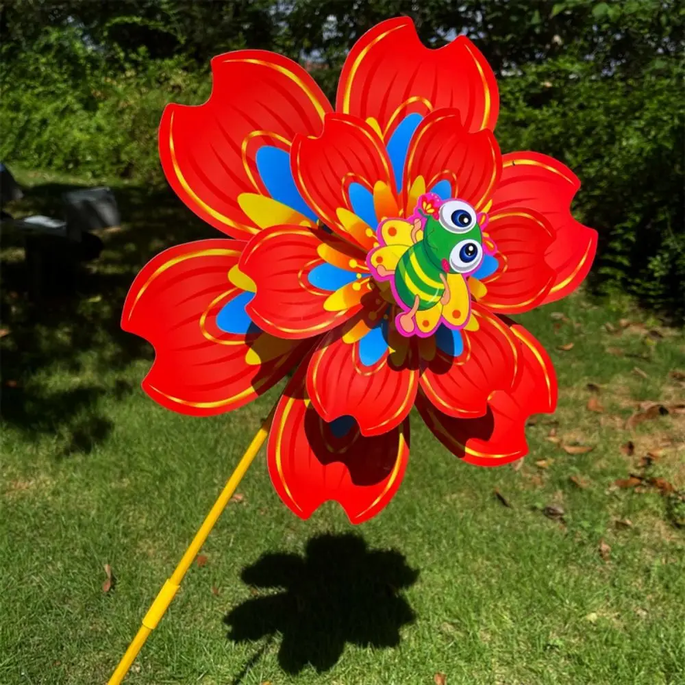 Mulino a vento petalo cartone animato ape multi stili diametro 38 cm doppio strato in piedi prato fiore PVC grande giradischi girandola mulino a vento