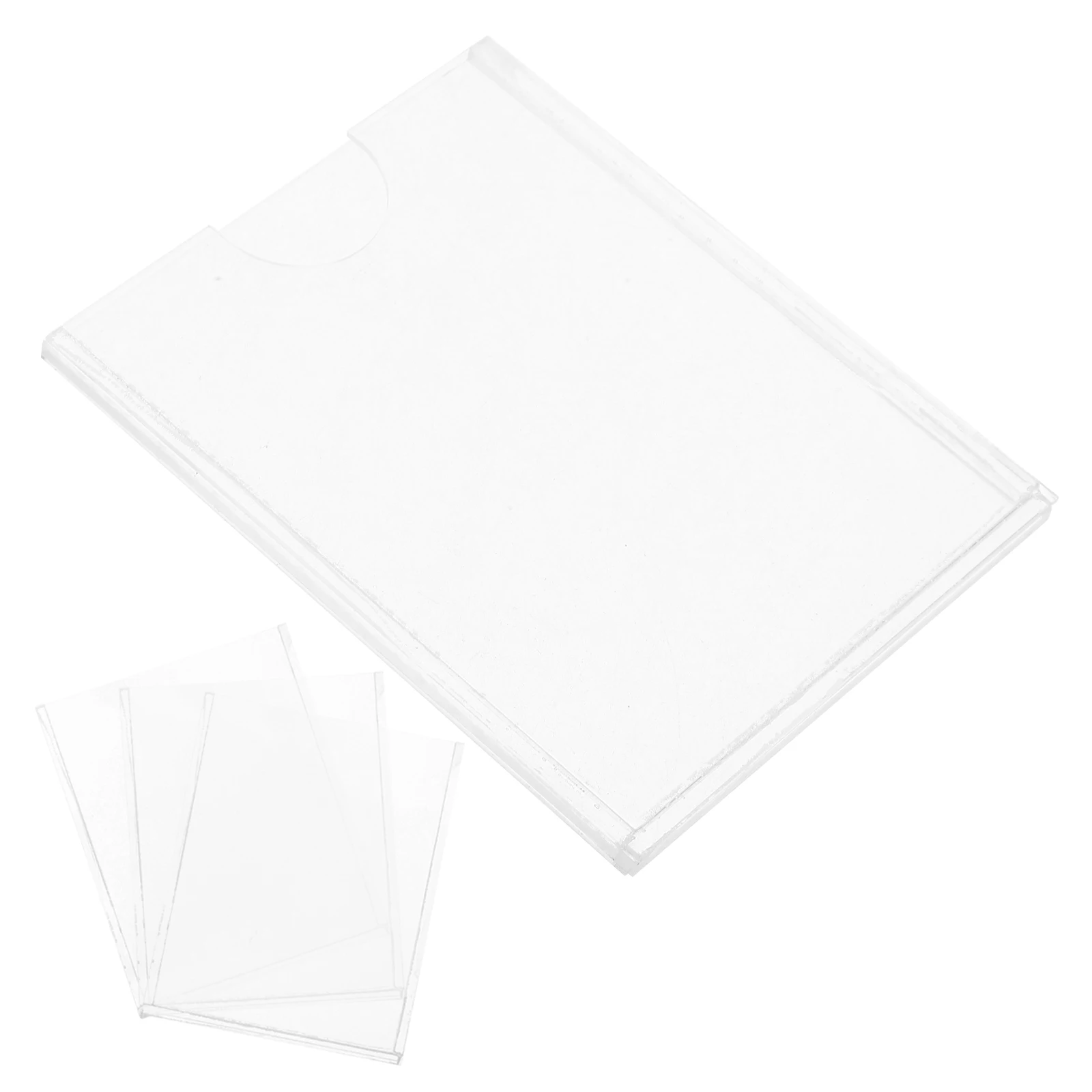 

4Pcs Acrylic Dual Layer Business Card Holders Clear Card Display Stand Brochure Organizer Desk Use Office Essentials