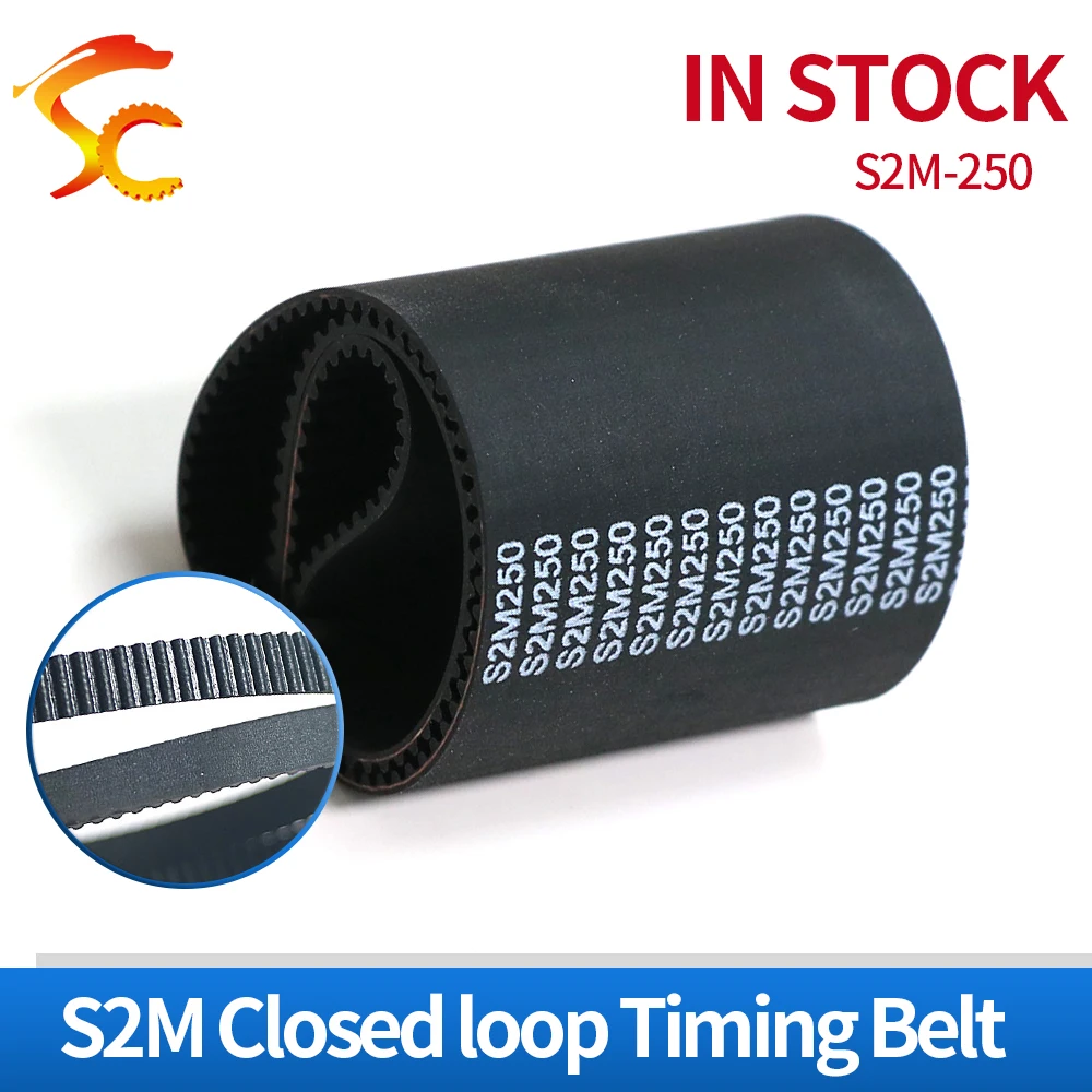 

S2M-250-6/10/15mm closed loop rubber timing belt Teeth 125 Length 250mm width 6/15/10mm for 3D printer