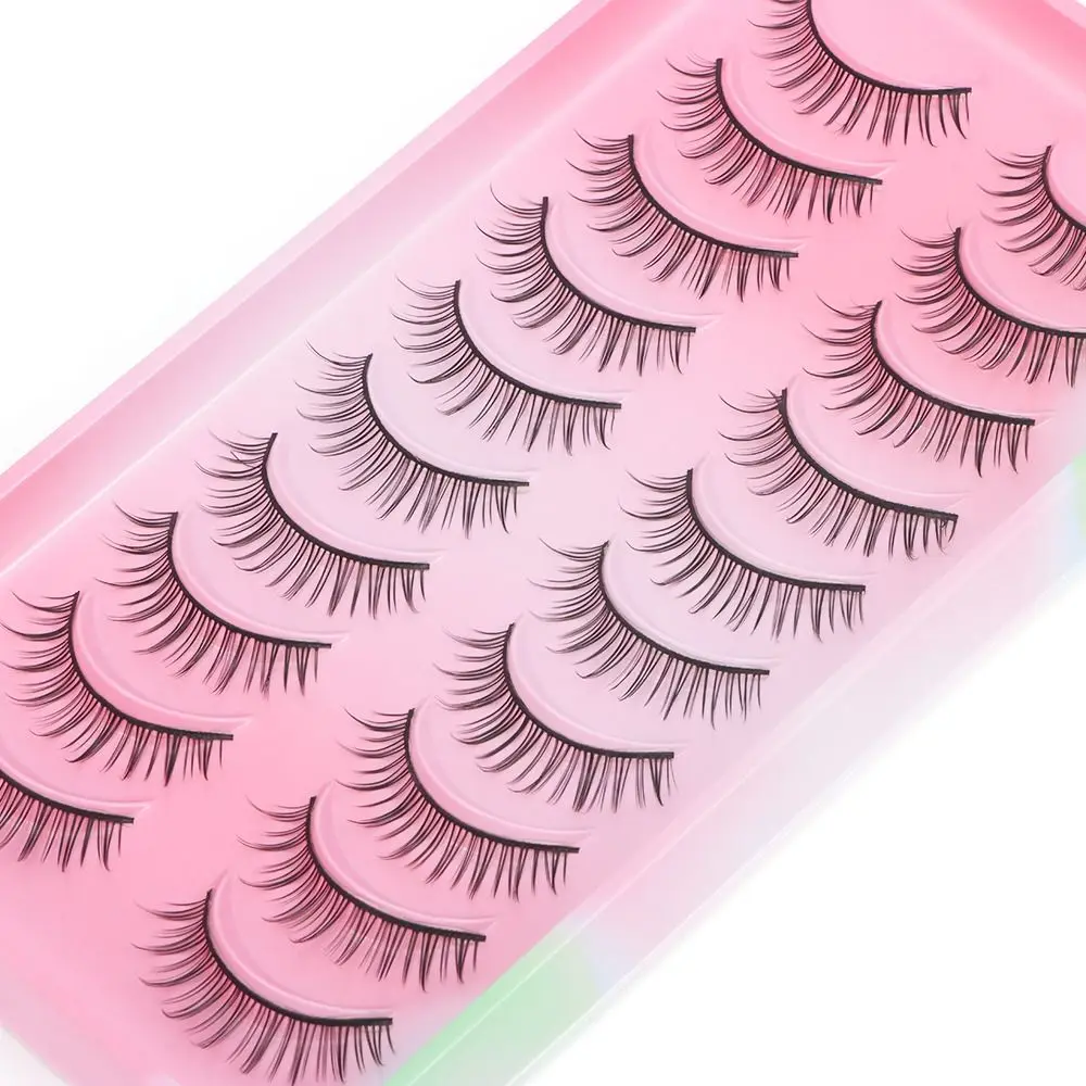Woman's Fashion 3D Silk Fiber False Eyelashes Natural Makeup Thick Cross Eye Extension Tools Messy Handmade Voluminous Lashes