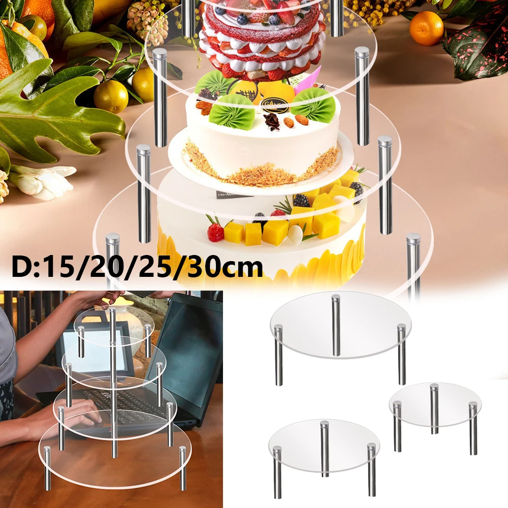 

Transparent Acrylic Cake Stand Dessert Table Round Cake Display Stand Cupcake Candy Display Bracket Wedding Birthday Party Decor