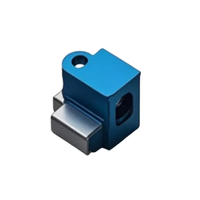 CNC aluminum alloy blue anodized with metal composite precision machining mechanical connection block assembly
