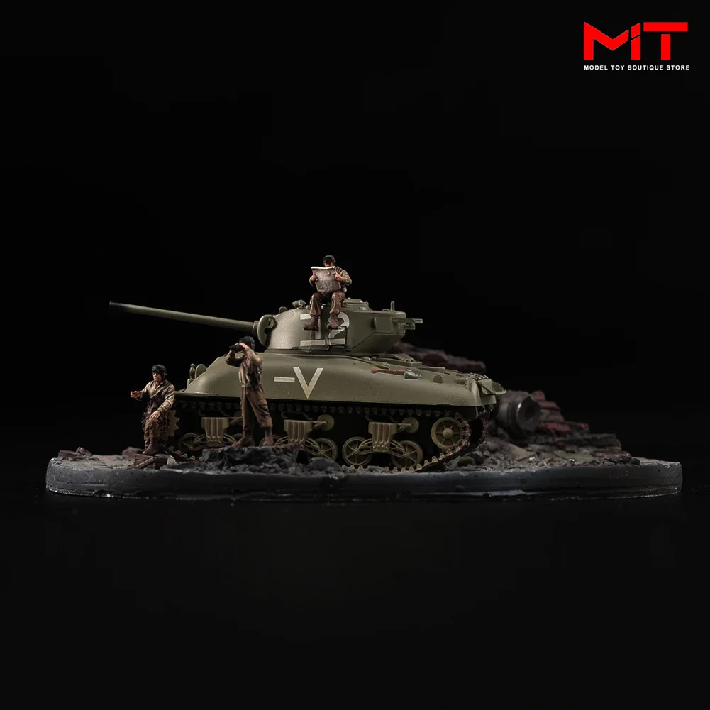 Miniature Painted 1/35 1/72 American Soldiers Figure WWII Legion Team Diorama Props Military Tank Model  Display Platform Decor