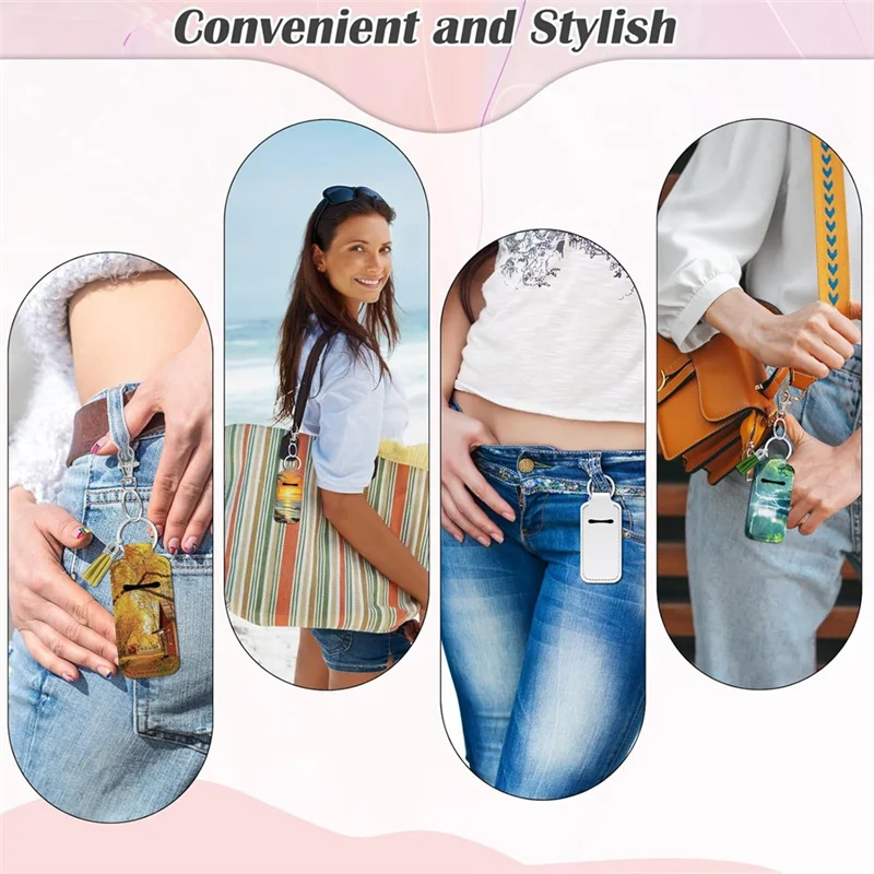 

T98C-60Pcs Sublimation Chapstick-Holder Blanks, Bulk Neoprene Lip Balm Holder Keychain, DIY Sublimation Blanks